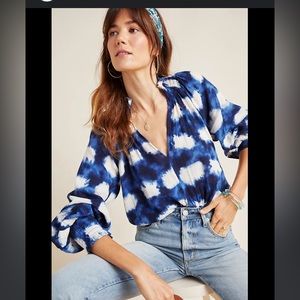 Anthropologie Ines Peasant Blouse tie dye